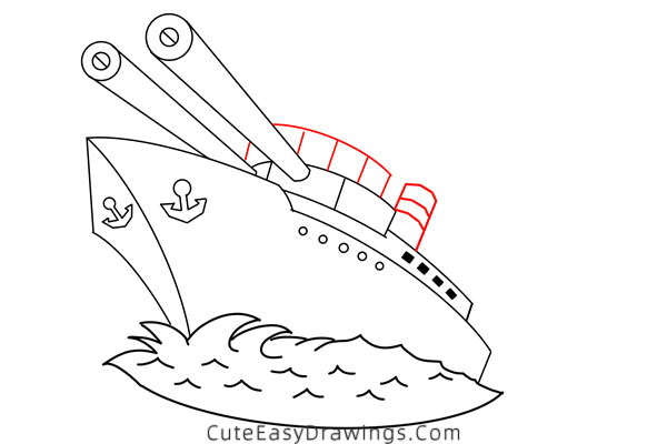 how to draw a warship - www.cuteeasydrawings.com