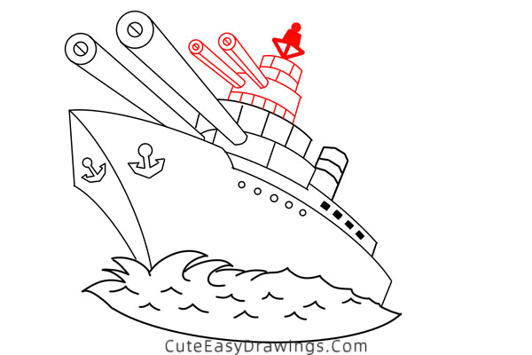 how to draw a warship - www.cuteeasydrawings.com