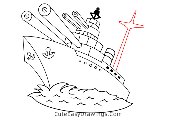 how to draw a warship - www.cuteeasydrawings.com