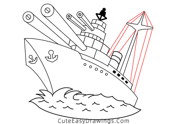 how to draw a warship - www.cuteeasydrawings.com