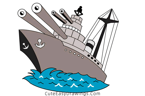 how to draw a warship - www.cuteeasydrawings.com