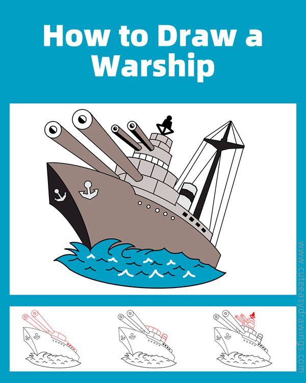 How to Draw a Warship Step by Step Cute Easy Drawings