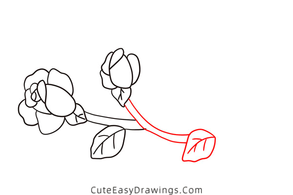 how to draw a rose on branch - www.cuteeasydrawings.com