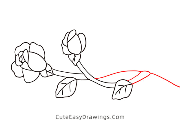 how to draw a rose on branch - www.cuteeasydrawings.com