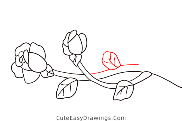 how to draw a rose on branch - www.cuteeasydrawings.com