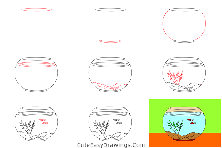 how to draw a fish tank - www.cuteeasydrawings.com