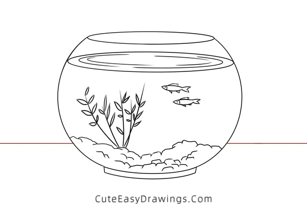 how to draw a fish tank - www.cuteeasydrawings.com