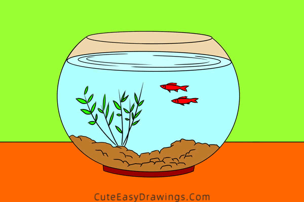 how to draw a fish tank - www.cuteeasydrawings.com