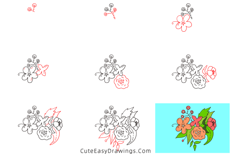 how to draw flowers - www.cuteeasydrawings.com