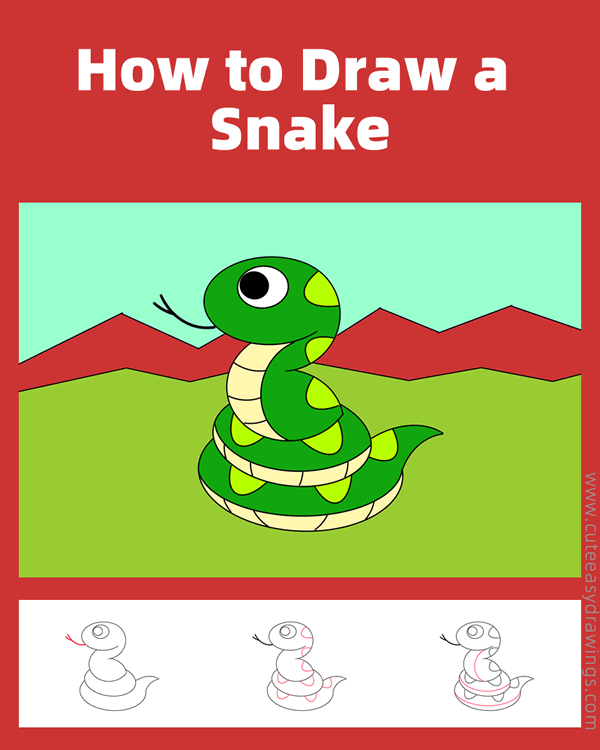 how to draw a snake - www.cuteeasydrawings.com