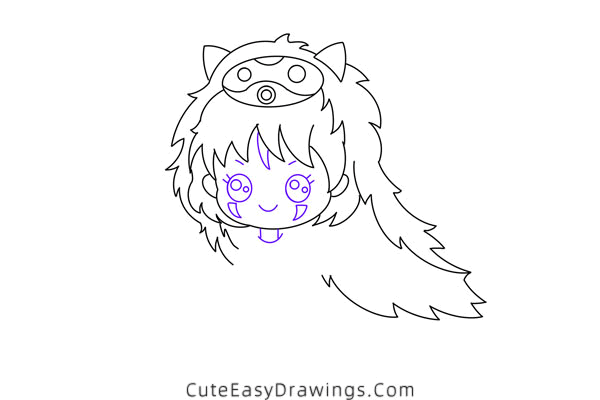 how to draw san from princess mononoke - www.cuteeasydrawings.com