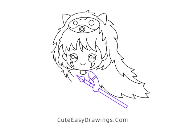 how to draw san from princess mononoke - www.cuteeasydrawings.com