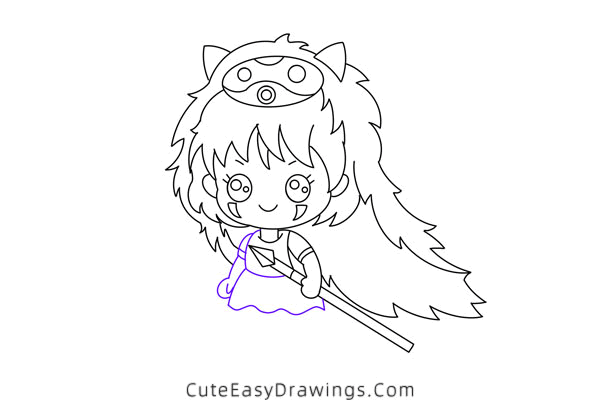 how to draw san from princess mononoke - www.cuteeasydrawings.com