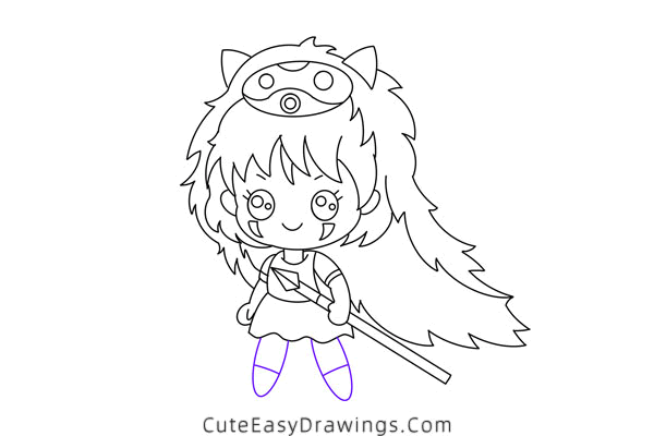 how to draw san from princess mononoke - www.cuteeasydrawings.com