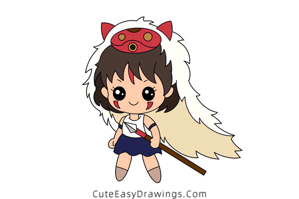 how to draw san from princess mononoke - www.cuteeasydrawings.com