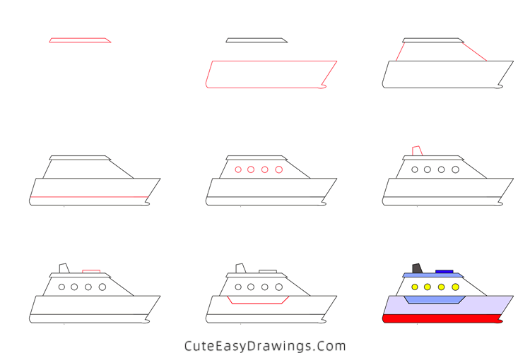 how to draw a yacht - www.cuteeasydrawings.com