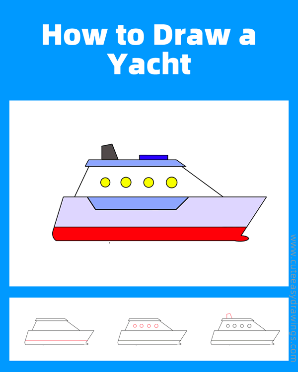 how to draw a yacht - www.cuteeasydrawings.com