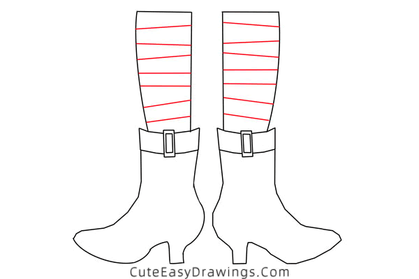 how to draw witch shoes - www.cuteeasydrawings.com