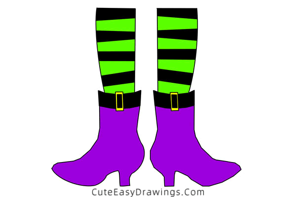 how to draw witch shoes - www.cuteeasydrawings.com