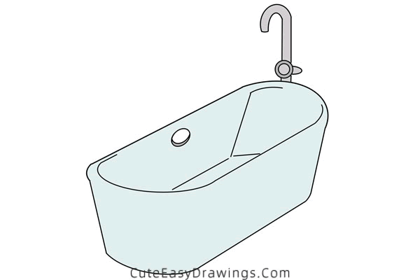 how to draw a bathtub - www.cuteeasydrawings.com