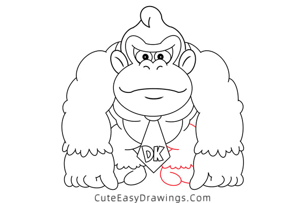 how to draw donkey kong - www.cuteeasydrawings.com