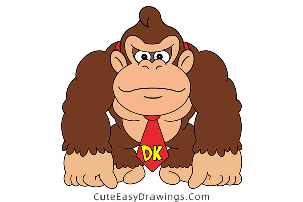 how to draw donkey kong - www.cuteeasydrawings.com