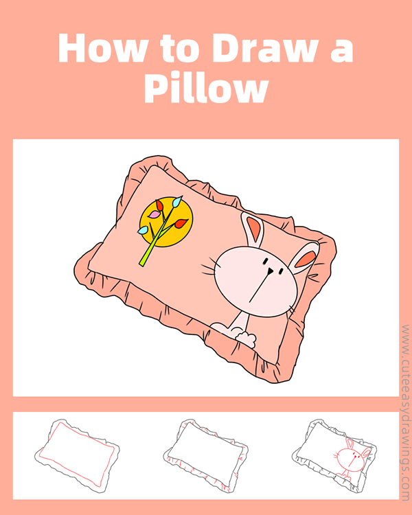 how to draw a pillow - www.cuteeasydrawings.com