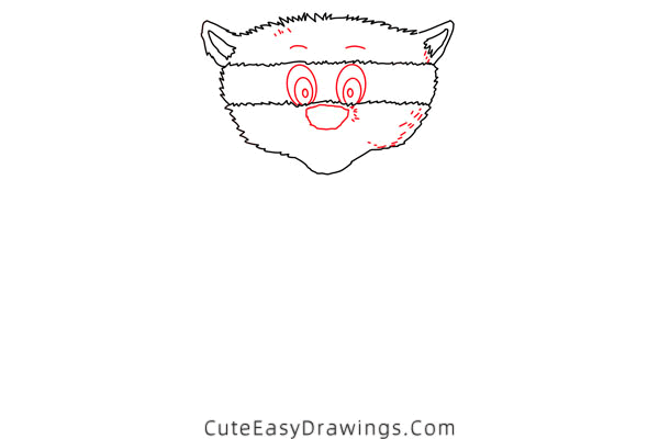 how to draw a raccoon - www.cuteeasydrawings.com