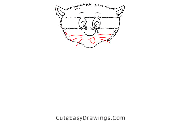 how to draw a raccoon - www.cuteeasydrawings.com