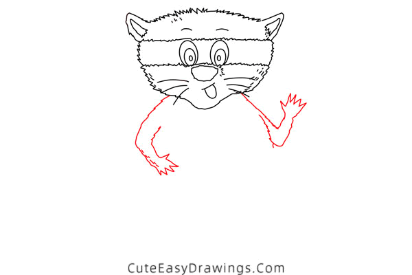 how to draw a raccoon - www.cuteeasydrawings.com