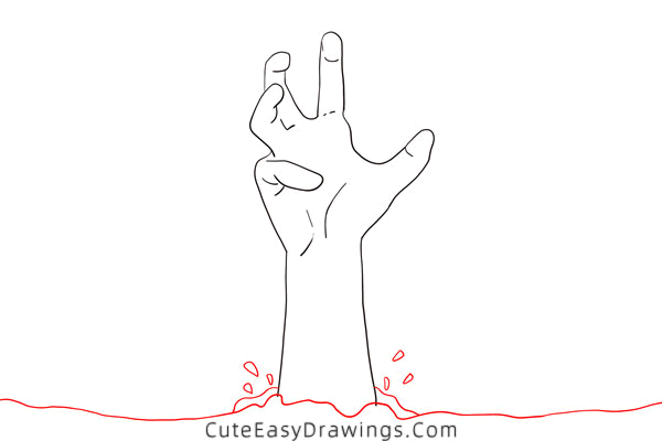 how to draw a zombie hand - www.cuteeasydrawings.com