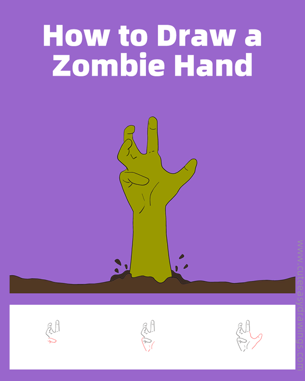 how to draw a zombie hand - www.cuteeasydrawings.com