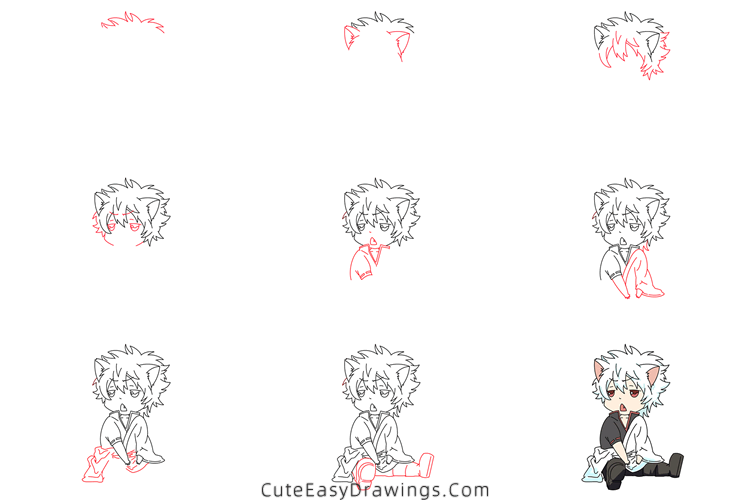 how to draw sakata gintoki - www.cuteeasydrawings.com