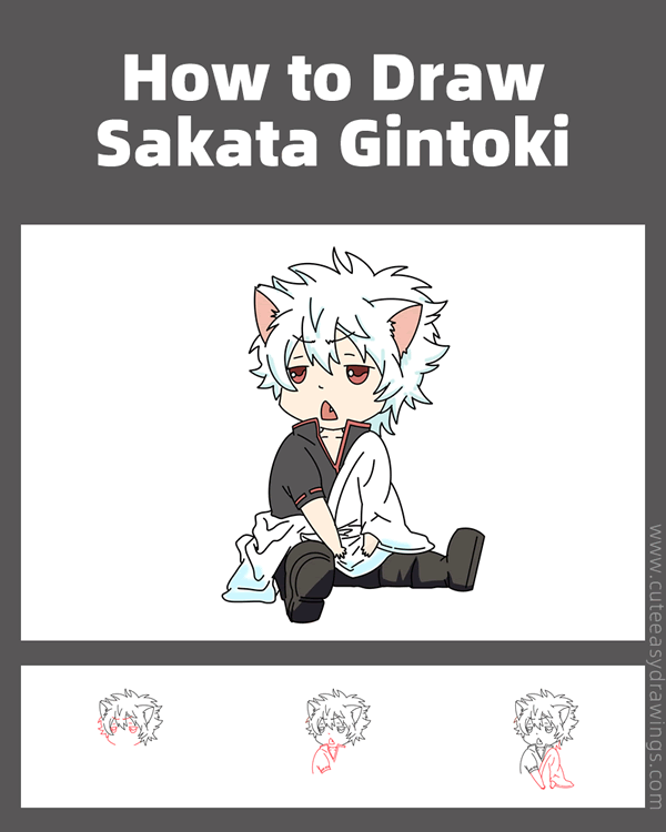 how to draw sakata gintoki - www.cuteeasydrawings.com