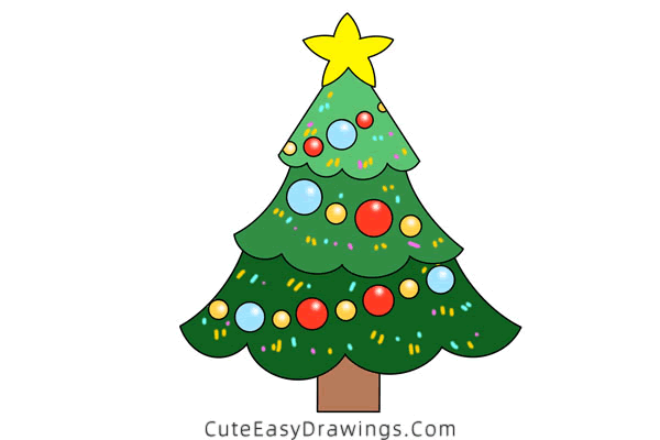 How to Draw a Christmas Tree Step by Step - Cute Easy Drawings