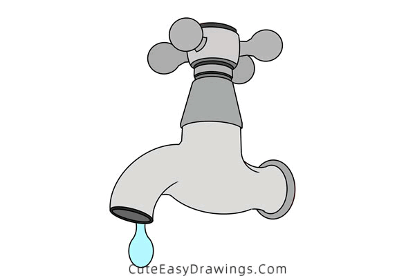 how to draw a faucet - www.cuteeasydrawings.com