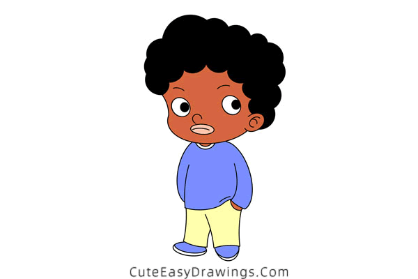 how to draw an african american boy - www.cuteeasydrawings.com