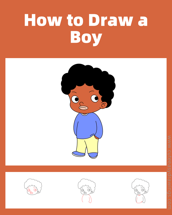 how to draw an african american boy - www.cuteeasydrawings.com