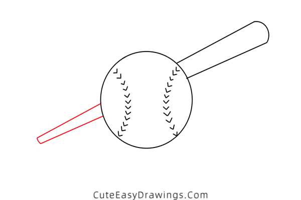 how to draw a baseball bat and ball - www.cuteeasydrawings.com