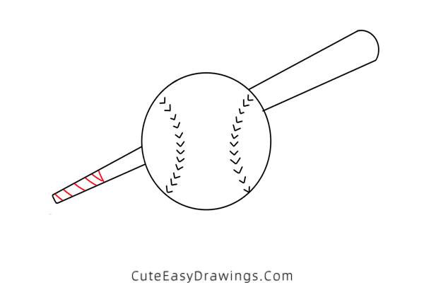 how to draw a baseball bat and ball - www.cuteeasydrawings.com