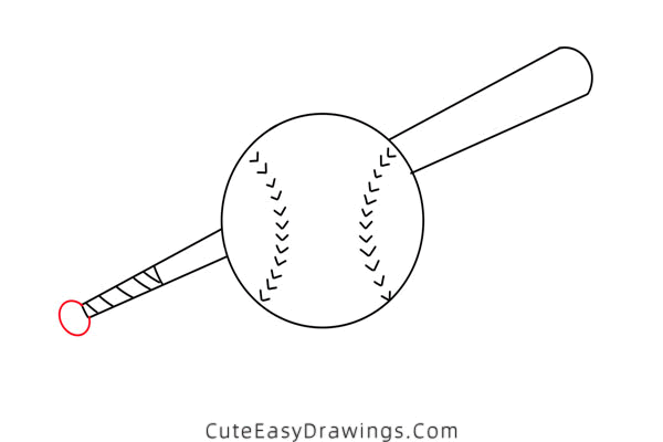 how to draw a baseball bat and ball - www.cuteeasydrawings.com