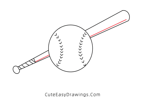 how to draw a baseball bat and ball - www.cuteeasydrawings.com