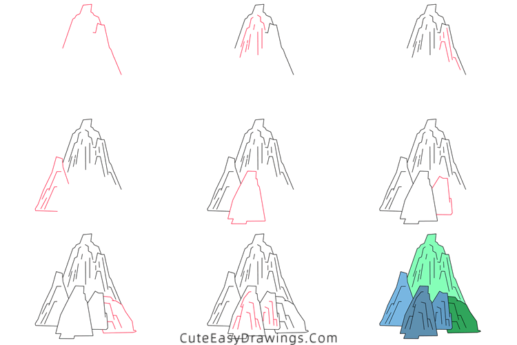 how to draw a mountain - www.cuteeasydrawings.com