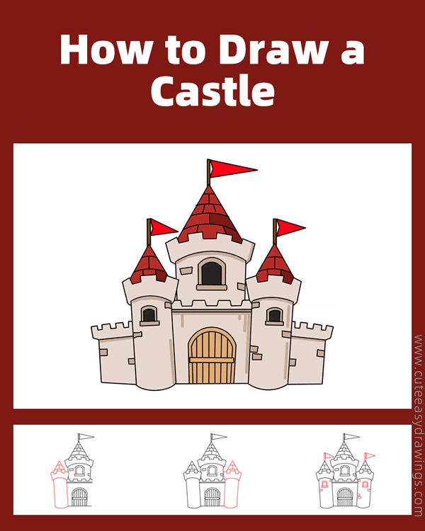 how to draw a castle easy - www.cuteeasydrawings.com