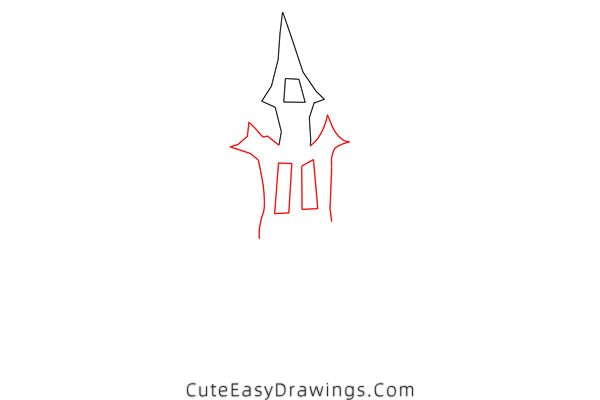 how to draw a haunted house - www.cuteeasydrawings.com