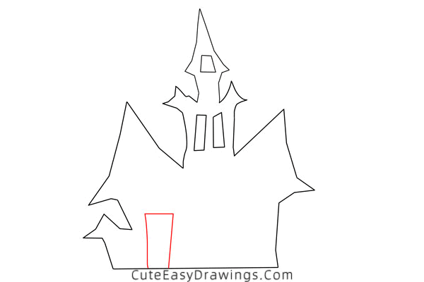 how to draw a haunted house - www.cuteeasydrawings.com