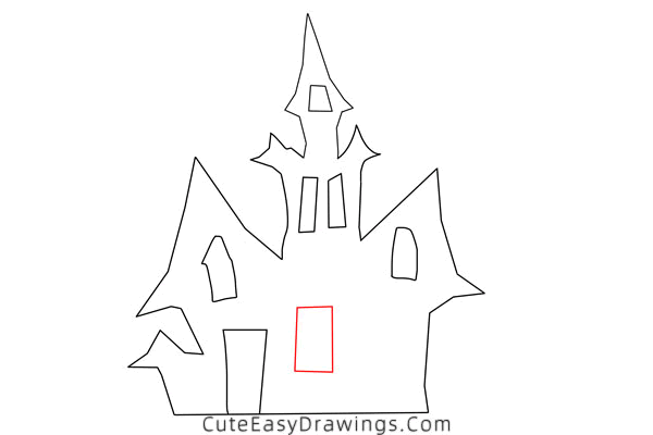 how to draw a haunted house - www.cuteeasydrawings.com