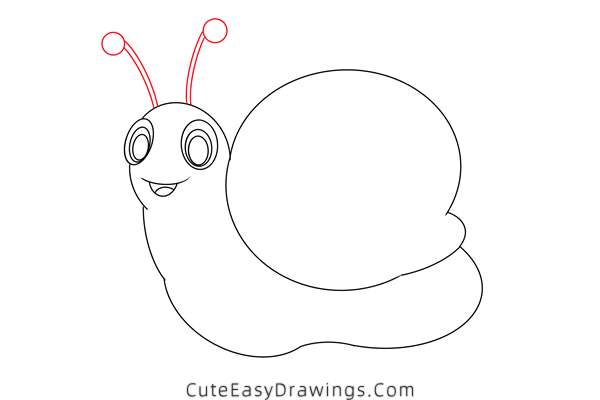 how to draw a snail - www.cuteeasydrawings.com