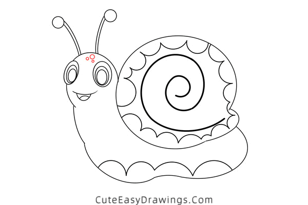 how to draw a snail - www.cuteeasydrawings.com