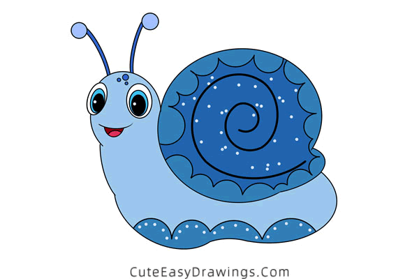 how to draw a snail - www.cuteeasydrawings.com